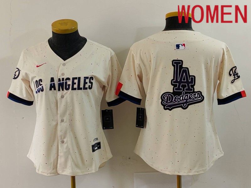 Women Los Angeles Dodgers Blank Cream Fashion Nike Game MLB Jersey style 6299->women mlb jersey->Women Jersey